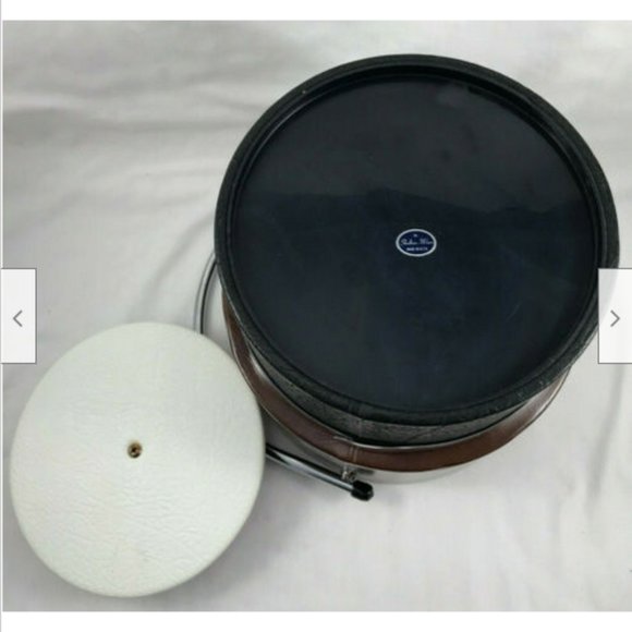 Vtg Shelton Ware Ice Bucket Faux Leather & Chrome Mid Century 8.5" - Picture 4 of 8